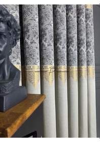 Resim Fon Perde Pano Fonluk Nilo Desen - Açık Taş-gold-gri Çok Renkli 