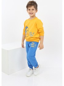 Resim Toontoy Kids Toontoy Erkek Çocuk Çantalı Yazı Baskılı Eşofman Takım Hardal 