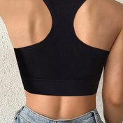Resim 1 adet Kadınlar İçin Dikişsiz Spor Sütyeni, Şok Emici Yastıklı Koşu Yeleği, Yoga Crop Üstü Güzel Arkaya Tasarım, Yan Destek, Çıkarılabilir Pedler, İç Çerçevesiz, Tam Kapsama, Örgü Kumaş, Düz Renk - Naylon 