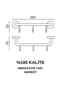 Resim Çelik Banyo Paslanmaz Pirinç Eser 3 Lü Askılık Gri 