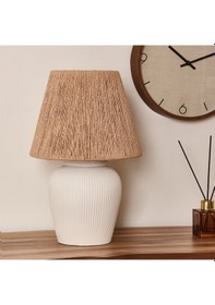Resim Light Glow Seramik Abajur - Beyaz / Krem - 40x40x25 Cm Çok Renkli 