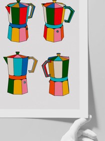 Resim Renkli Moka Potları - Art Print - 50x70 cm 