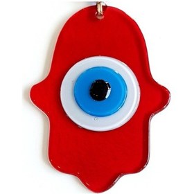 Resim Nazar Boncuklu Kırmızı Renk Fatma Ana Bereket Eli Cam Duvar Süsü 02-10mm 5yards 
