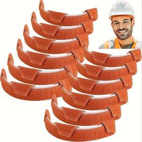 Resim 2 adet Turuncu/Siyah Kask Köpük Ter Pedleri - Yıkanabilir, Katlanabilir, Nefes Alabilir, Yangı Önleyici Güvenlik Kask Linerleri, Konfor ve Görünürlük için, Yaz Aksesuarları | Nefes Alabilir Başlık | Rahat Başlık 