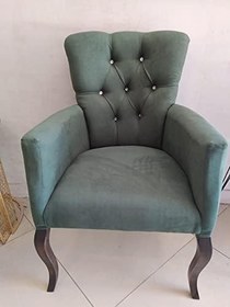 Resim Berjer 14241 ASLAN Ayak Parlak beyaz babyfac Yeşil Kumaş Kapiton Ort otrm El yapı 