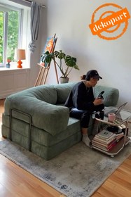 Resim Dekoport Tiny 80x160 Kanepe Oyun Koltuğu Sinema Koltuğu Yatak Olabilen Fitilli Kadife 50 DNS BONDEX 