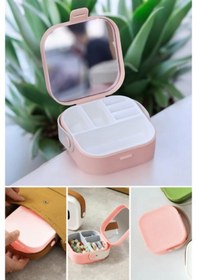 Resim Piev House By House Çanta İçi Aynalı Mini Makyaj Takı Kutusu Pudra 