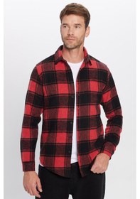 Resim Tudors Erkek Slim Fit Dar Kesim Oduncu Kareli Kışlık Gömlek-31993 Çok Renkli 