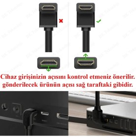 Resim BK Teknoloji 90 Derece L Tipi Açılı HDMI Erkek-Dişi Uzatma Kablosu 50CM 