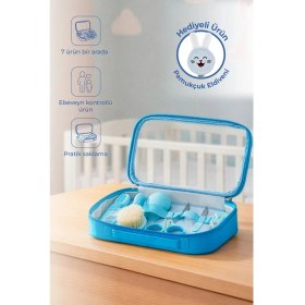 Resim Empressco Babyjem Çantalı Bebek Bakım Bakım Seti 7 Parça Mavi + Pamukçuk Eldiveni Mavi Hediyeli - Fiyatı, Yorumları 