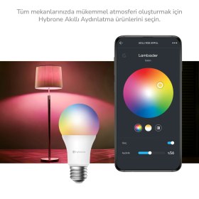 Resim Hybrone LED RGB Wİ-Fi Akıllı Ampul, 16 Milyon Renk, 900 Lümen, E27 Duy, Uygulama ile Uzaktan Kontrol 