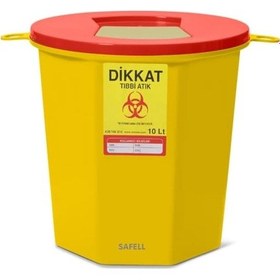Resim Safell Tıbbi Atık Kutusu - Tıbbi Atık Kovası 10 Litre 50 Adet 
