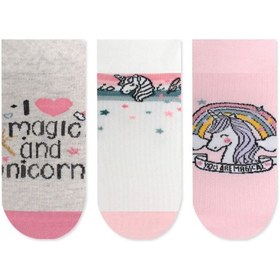 Resim Genel Markalar Unicorn Ve Kalp Desen Kız Çocuk Patik Çorabı 