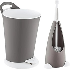 Resim CetKing Penguen Pedallı Çöp Kovası ve Klozet Fırçası Set Terra 