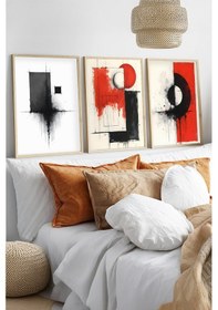 Resim Huhuli Ahşap Çerçeveli 3 Parça Set Tablo Huhu441 