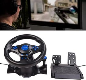 Resim Bewinner PC Yarış Bisikleti, 3'ü 1 Arada Oyun Yarış Direksiyonu, Pedallı ve Vites Kollu, 180 Derece Dönme, için USB PC Direksiyonu, , Bilgisayar Oyunları için 