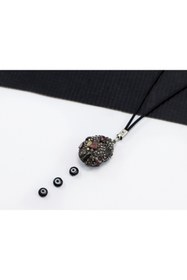 Resim biuti Siyah Parlak Taşlı Kahverengi Doğal Taşlı Araba Dikiz Ayna Süsü, Yeni Araba Hediyesi 