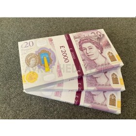 Resim 300 ADET 20 STERLİN BANKNOT POUND PARA GEÇERSİZ DÜĞÜN İÇİN PARALA 