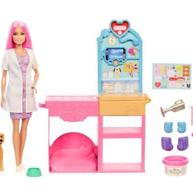 Resim Barbie'nin Veteriner Kliniği Bebek ve Aksesuarları JFX93 