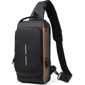 Resim Weixier X306 Erkek Omuz Çantası USB Şarj Portu X306 Siyah Altın (Yurt Dışından) 