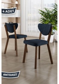 Resim Canisa Arfe Serisi 4 Adet Antrasit Mutfak Sandalyesi Ahşap Kaplama 1. Sınıf Babyface Kumaş Sandalye Antrasit Ayaklar Ahşap Kaplama 