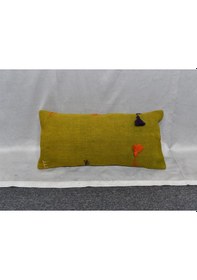 Resim Zehra Abla Halı Yeni El Dokuma Dekoratif Lumbar Kilim Kırlent Yastık Kılıfı 6645 Çok Renkli 