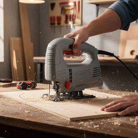 Resim Badem10 Dekupaj Testere 550 W Güçlü Motor Hassas Kesim Ahşap Metal Plastik Uyumlu Ev Atölye Kullanımı 
