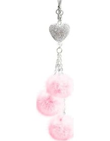 Resim Novahub Pembe Peluş Toplar Canlı Araba Asılı Kolye Köpüklü Yapay Elmas Tasarımı 