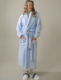 Resim MAVİ RENK ŞAL YAKA PELUŞ SABAHLIK - XL / Mini Boy (85 cm) 