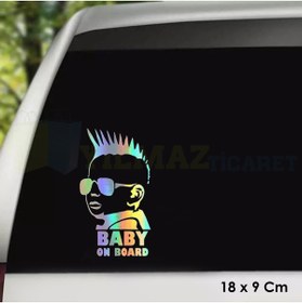 Resim yılmazetic Arabada Bebek Var Hologram Oto Sticker Cam Araba Yapıştırma Çıkartma Aksesuar Etiket 18 X 9 Cm 