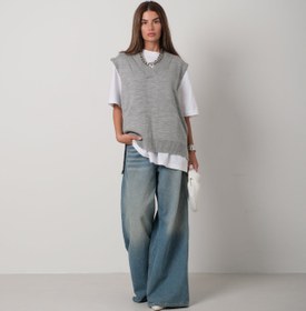Resim V Yaka Oversize Gri Süveter - M 