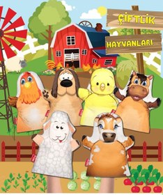 Resim 6 Parça Tox Çiftlik Hayvanları Keçe El Kukla Set . Eğitici Oyunca 