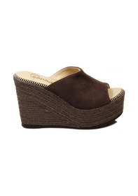 Resim Espadrilles Flash Velour Gri Süet Deri 10 Cm Hasır Tabanlı Dolgu Topuklu Kadın Ayakkabı Gri 