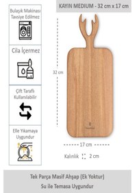 Resim Yekpare Masif Ahşap Sunum Tahtası Kesme Tahtası Kayın Medium 14 