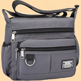 Resim MODA Naylon Çapraz Vücut & Omuz Çantası - Hafif, İş Gündelik, Ayarlanabilir Askılı Tasarım, Çoklu Fermuarlı Bölmeler ve Dayanıklı Polyester Astar - Gri, Çapraz Vücut Çantası 