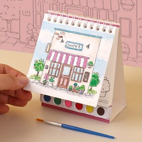 Resim 20 Sayfa Su Boyası Boyama Kitabı - Sevimli Cafe İllüstrasyonu ile Doodle Sanat Defteri, Yaratıcı Projeler ve Parti Hediyeleri için Mükemmel, Su Boyası Malzemeleri | Sevimli İllüstrasyon Defteri | Dayanıklı Kapak 
