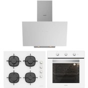Resim Silverline 3'lü Beyaz Cam Ankastre Set (3481 Flam 60 Beyaz+cs5335w02+bo6503w01) 