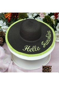 Resim Kadın Hasır Plaj Şapkası Natural Black Sute Bucket Hat Plaj Havuz Siyah 