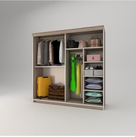Resim Kenzlife Gardırop Sürgülü Kapaklı Kapılı 180 Papatya Crd Aynalı Gardolap Dolap 