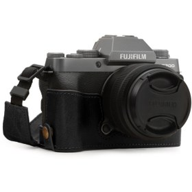 Resim MegaGear Fujifilm X-t200 Dip Gerçek Deri Fotoğraf Makinesi Kılıfı - Siyah 