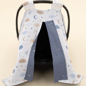 Resim Puset Örtüsü - Çift Taraflı - İndigo Muslin - Mavi Bulut 