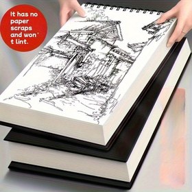 Resim Premium Siyah Sanatçı Çizim Defteri - Spiral Bağlama, Kalın Kağıt Sayfaları, Çizim ve Çizim İçin Uygun, Büyük Ambalajda Mevcut, A4 ve 8K Boyutları, Sanat Öğrenci Malzemeleri, Pratik Tasarım 