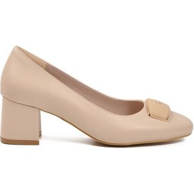 Resim Bej Cilt Kalın Topuklu Kadın Abiye Ayakkabı 695039 Z Bej Cilt 