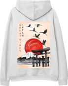 Resim Japan Sırt Baskılı Hoodie-Beyaz Lambuka Store