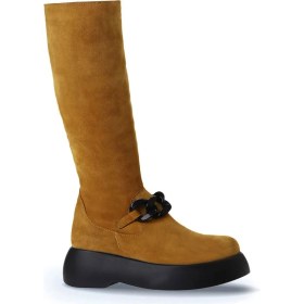 Resim Bueno Shoes Sarı Süet Kadın Dolgu Topuklu Çizme 01WV5302 01WV5302 