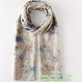 Resim Kadınlar için Vintage Çiçek Desenli Eşarp - Nefes Alabilir Polyester Şal, Esnek Değil, Makinede Yıkanabilir, Rastgele Desen Yerleşimi, Akşam Randevusu İçin İdeal - 180cm/70.8in Uzunluk, 70cm/27.55in Genişlik 