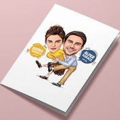 Resim Dans Eden Mutlu Çiftler Karikatürlü Tebrik Kartı 