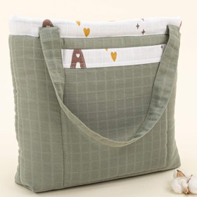 Resim Bebek Bakım Çantası - Haki Muslin - Galaksi ve Harfler 