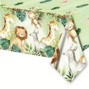 Resim Haloween, Noel, Orman Safari Hayvan Desenli Plastik Masa Örtüsü - Doğum Günü Partileri ve Temalı Etkinlikler İçin İdeal, 129.54x219.96 cm 