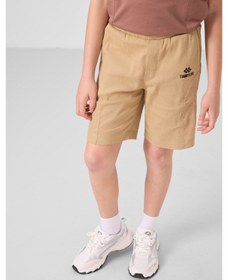 Resim Tarçın-koyu Bej Pamuklu Oversize Fit Dokuma Hafif Esnek Chino Erkek Çocuk Şort Takım - 11276 Tarçın 